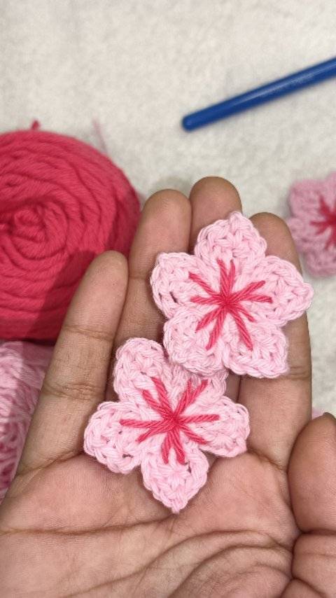 Delicate Crochet Cherry Blossom Appliques