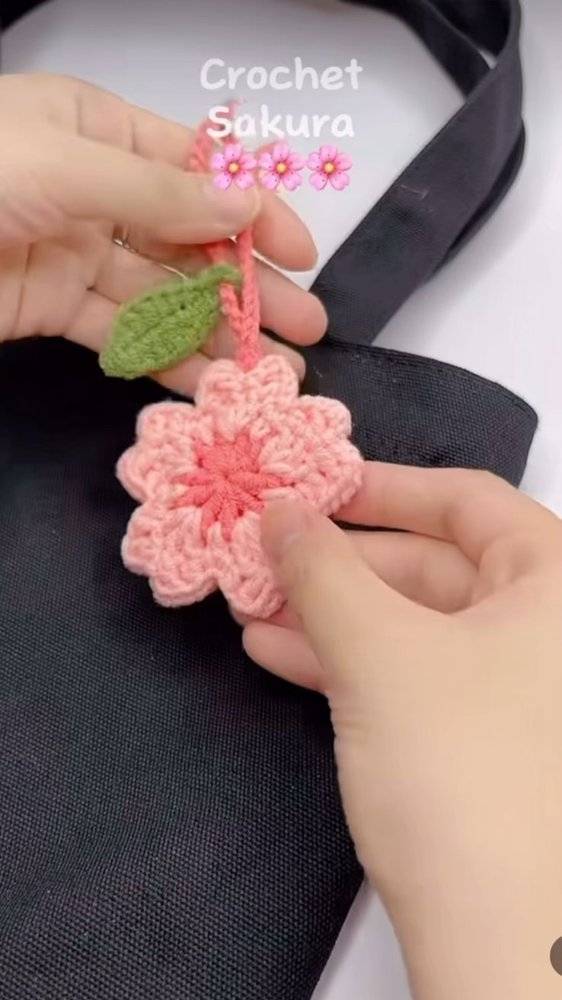 Delicate Crochet Cherry Blossom Charm