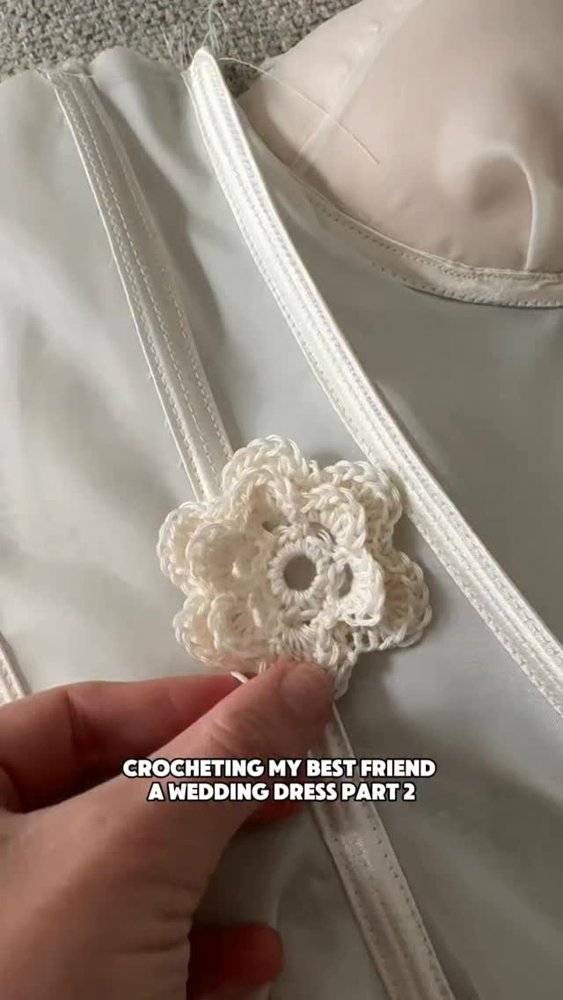 Delicate Crochet Flower Applique for Bridal Wear