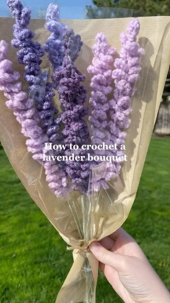Delicate Crochet Lavender Stems