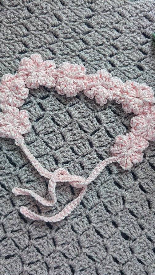 Delicate Pink Crochet Cherry Blossom Garland