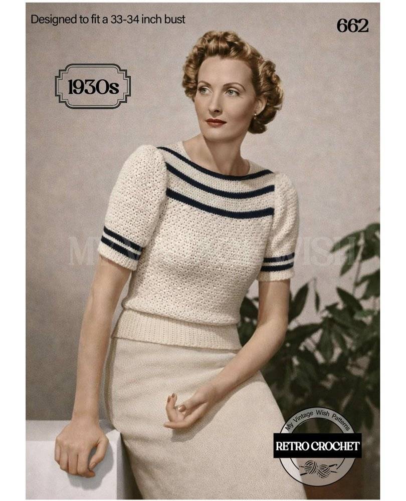 Elegant 1930s Style Crocheted Sweater Set