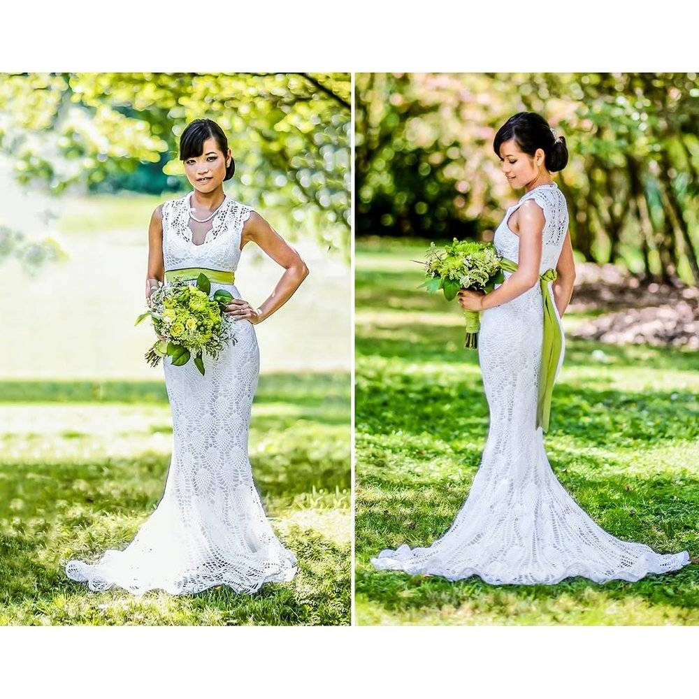 Elegant White Crochet Wedding Gown