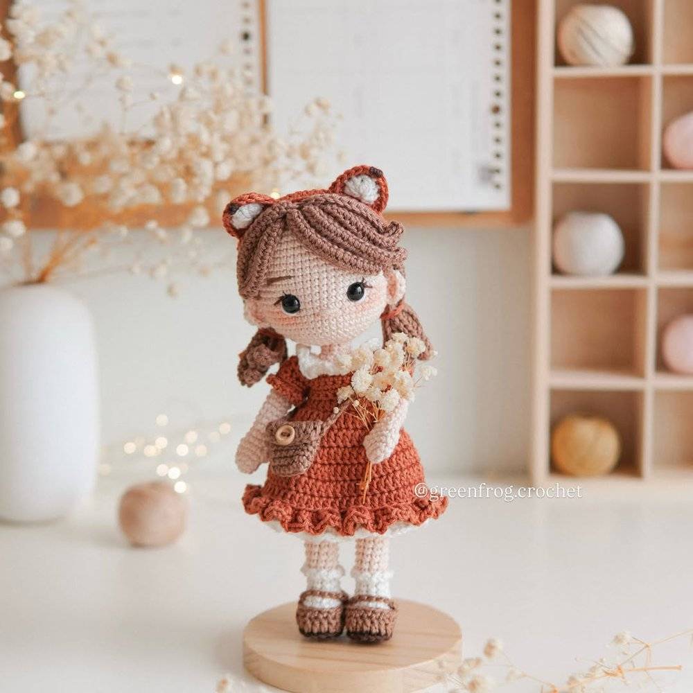 Enchanting Crochet Amigurumi Doll with Woodland Dress