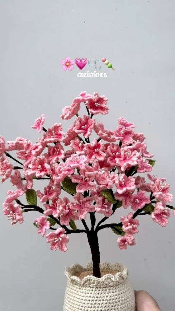 Enchanting Crochet Cherry Blossom Tree Decor