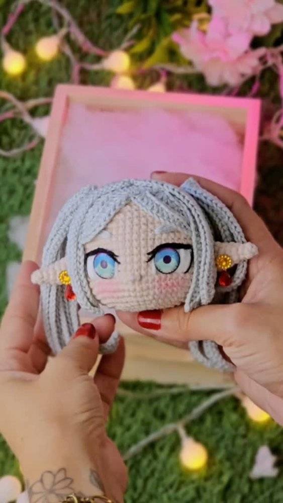 Enchanting Frieren Anime Crochet Doll Head