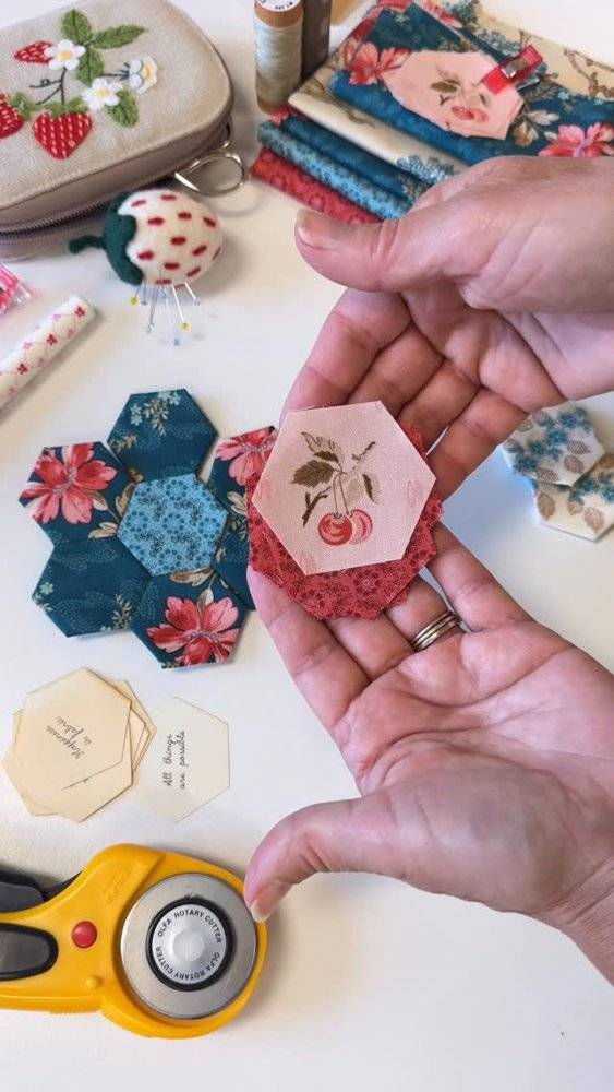Fabric Hexagon Sewing & Embellishment