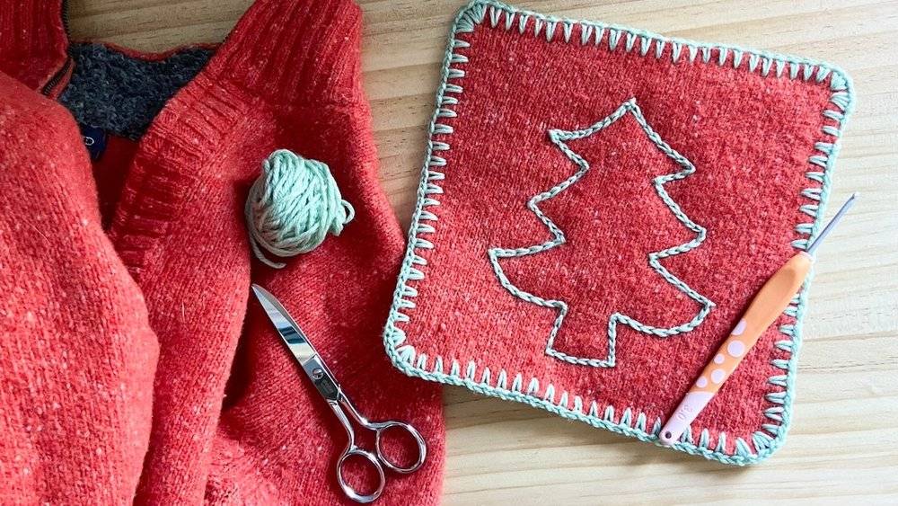 Festive Crochet Christmas Tree Potholder