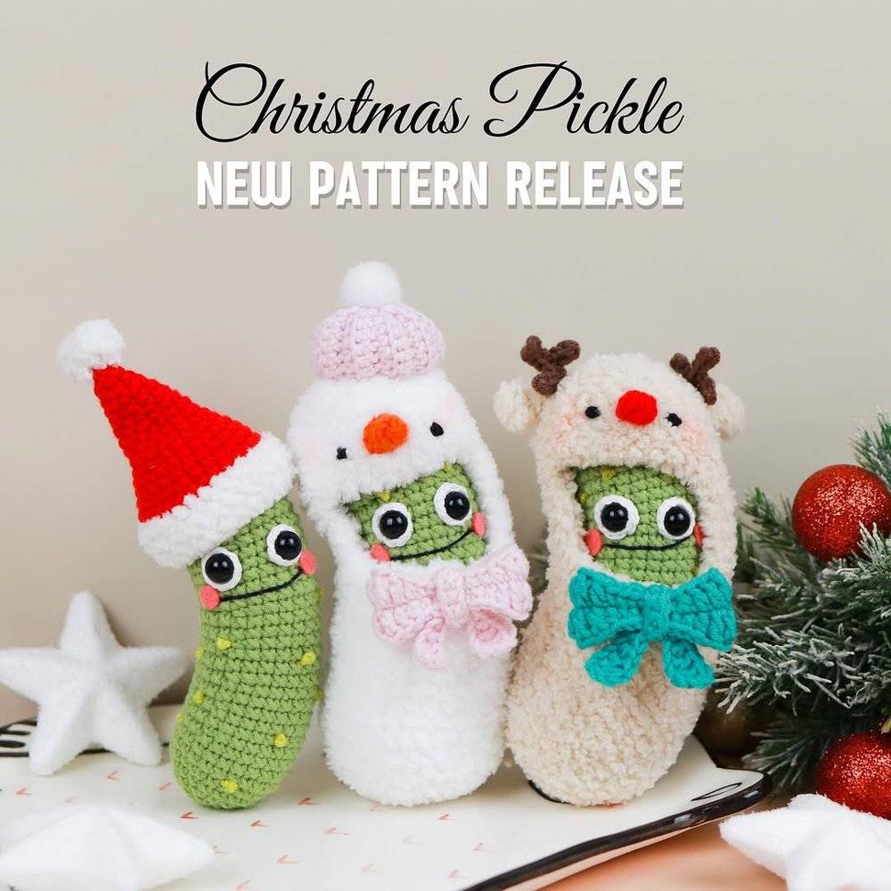 Festive Crochet Pickle Fidget Toys