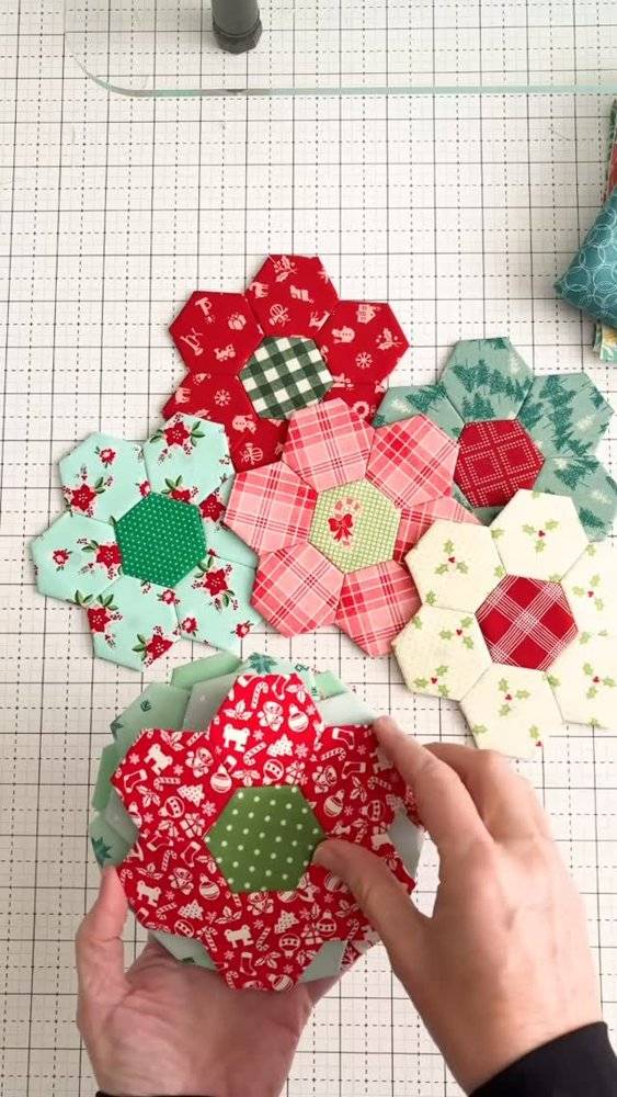 Festive Hexagon Paper Piecing Blocks