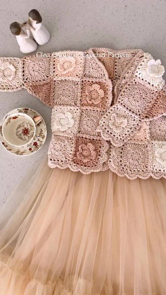 Floral Granny Square Crochet Cardigan Project