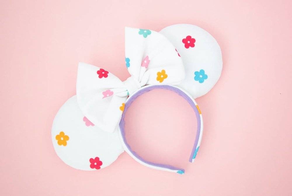 Floral Pattern Mickey Mouse Ears Headband