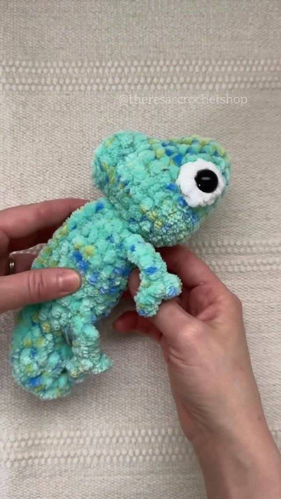 Fluffy Amigurumi Chameleon Crochet Toy