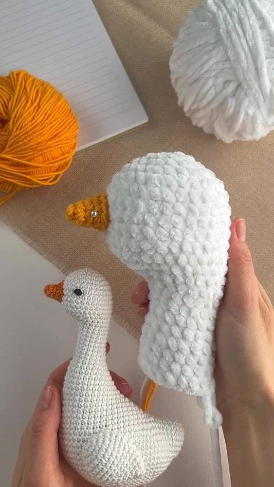 Fluffy & Textured Crochet Goose Toys