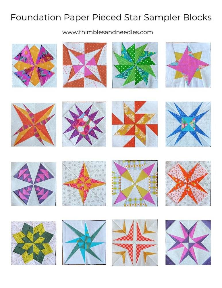 Foundation Paper Pieced Star Sampler Quilt Blocks