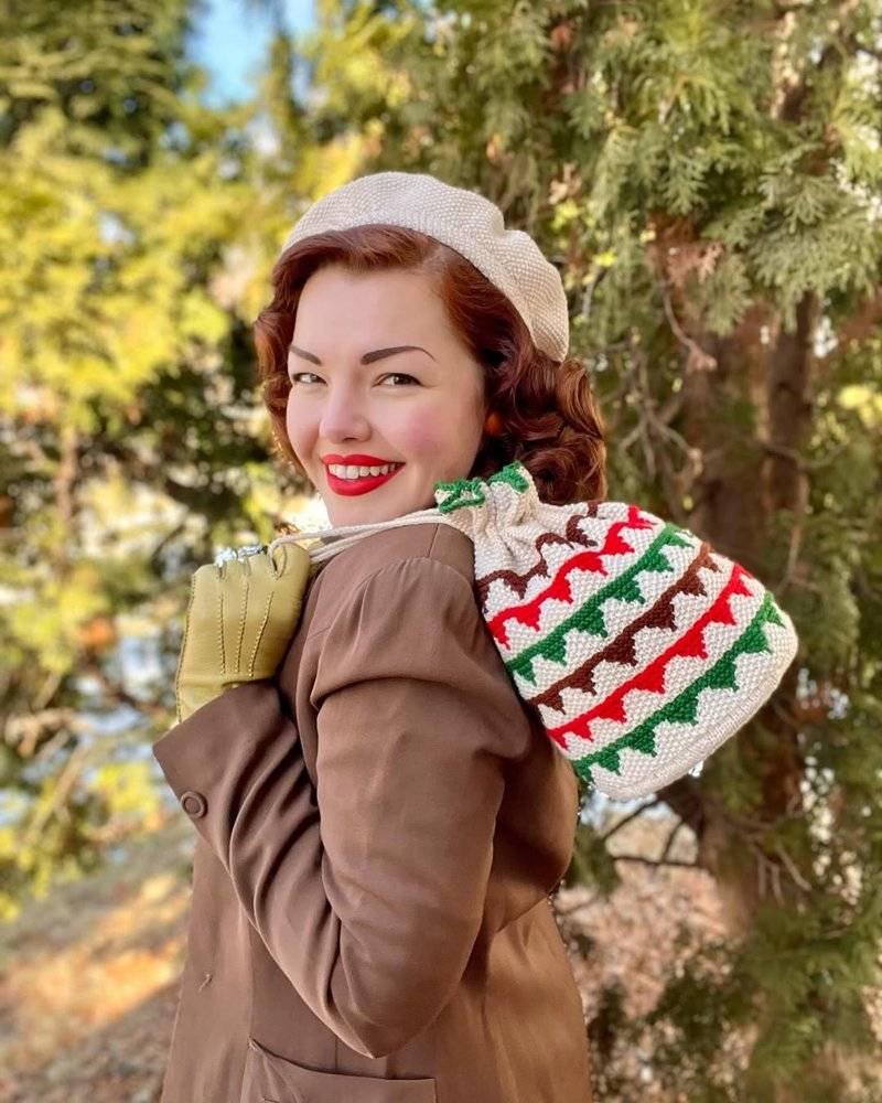 Geometric Crochet Drawstring Pouch Bag