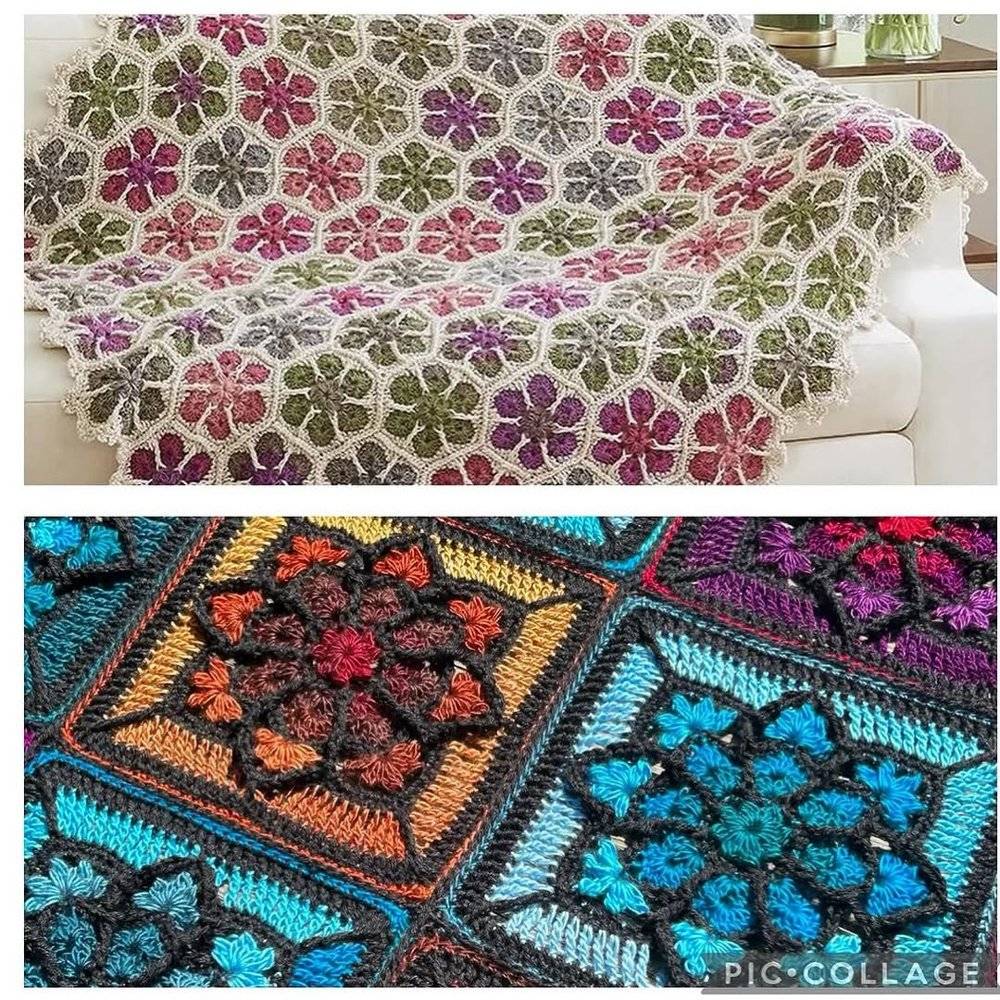Geometric Flower Crochet Blanket