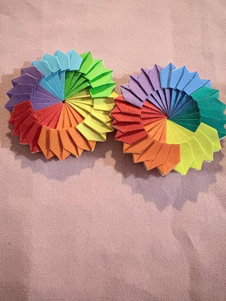 Geometric Origami Rainbow Fidget Flowers