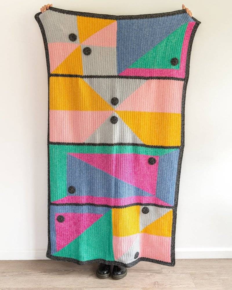 Geometric Stained Glass Crochet Pillow Cover