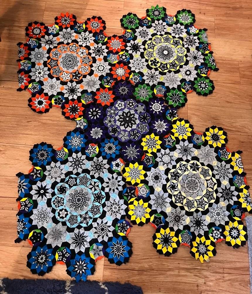 Geometric Starburst Hexagon Quilt Blocks