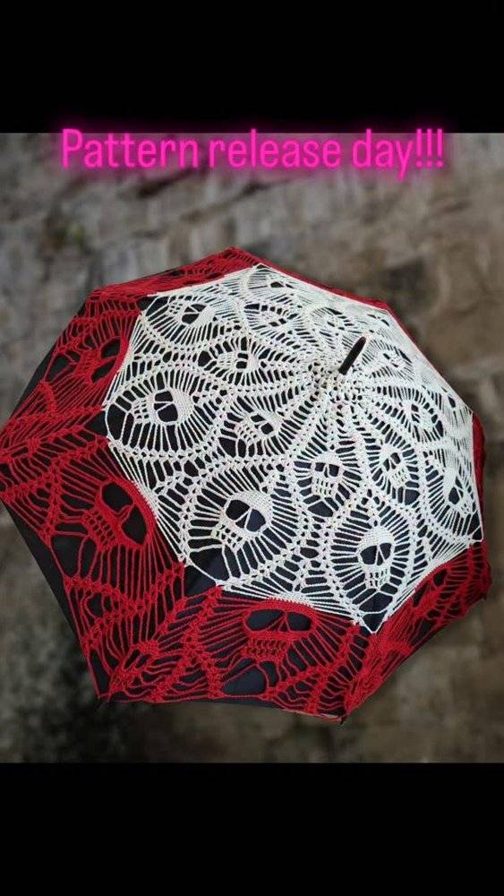 Gothic Skull Crochet Umbrella Cover