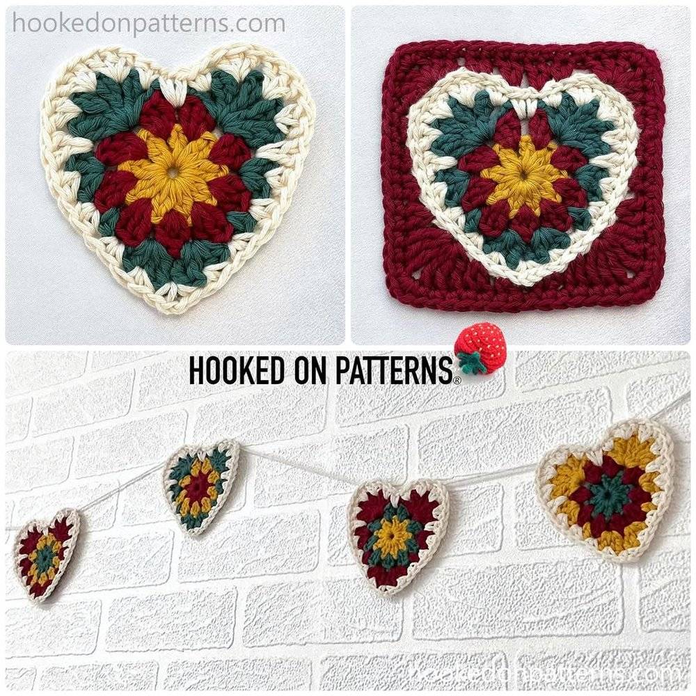 Granny Heart Crochet Potholder & Garland