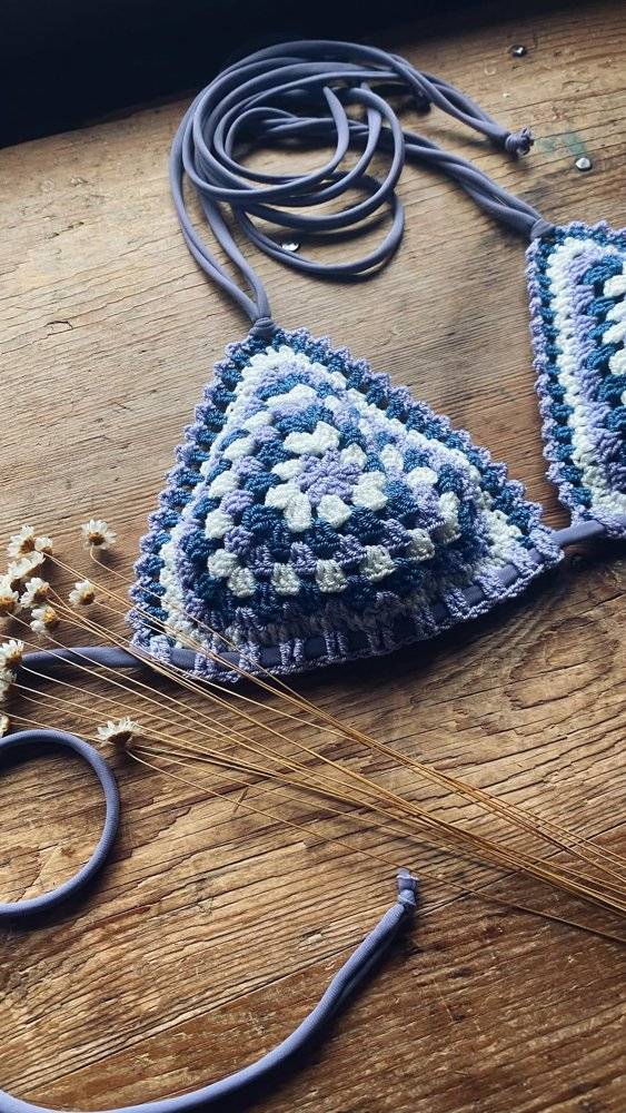 Granny Square Crochet Bikini Top