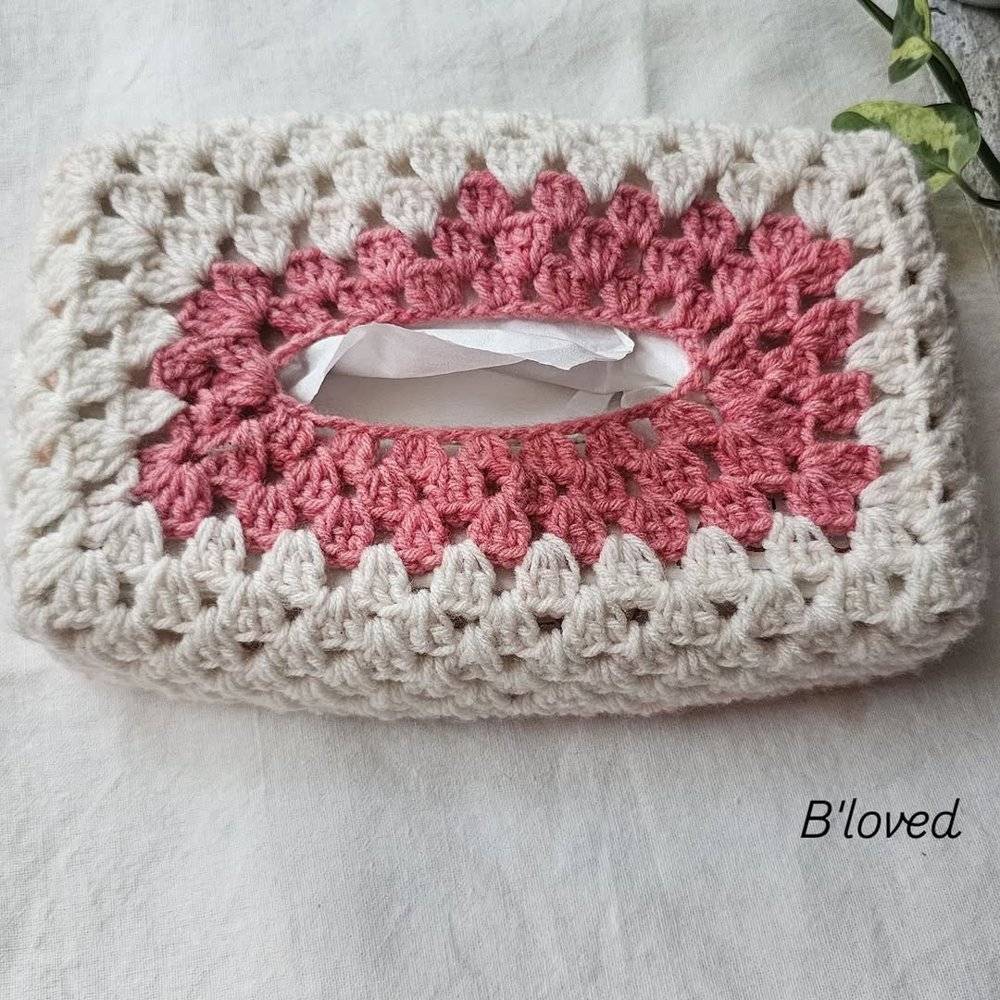 Granny Square Crochet Tissue Box Cover