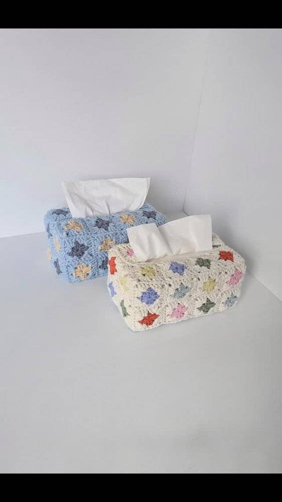 Granny Square Crochet Tissue Box Covers
