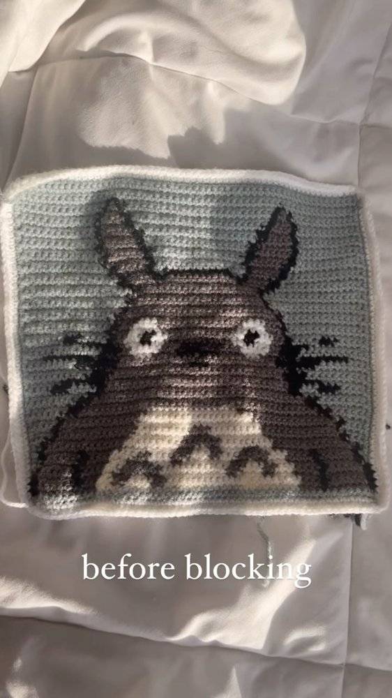 Granny Square Totoro Crochet Panel