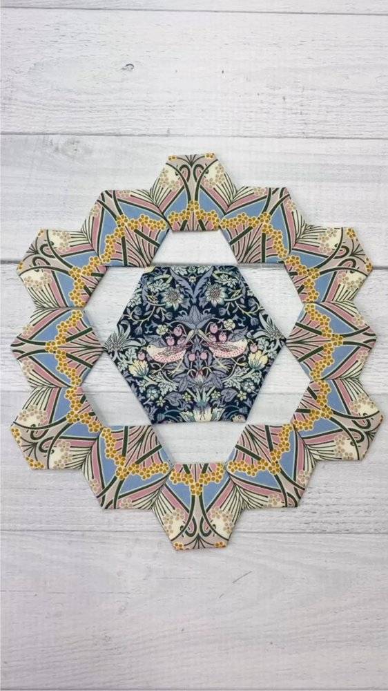 Hexagonal Paper Pieced Fabric Art