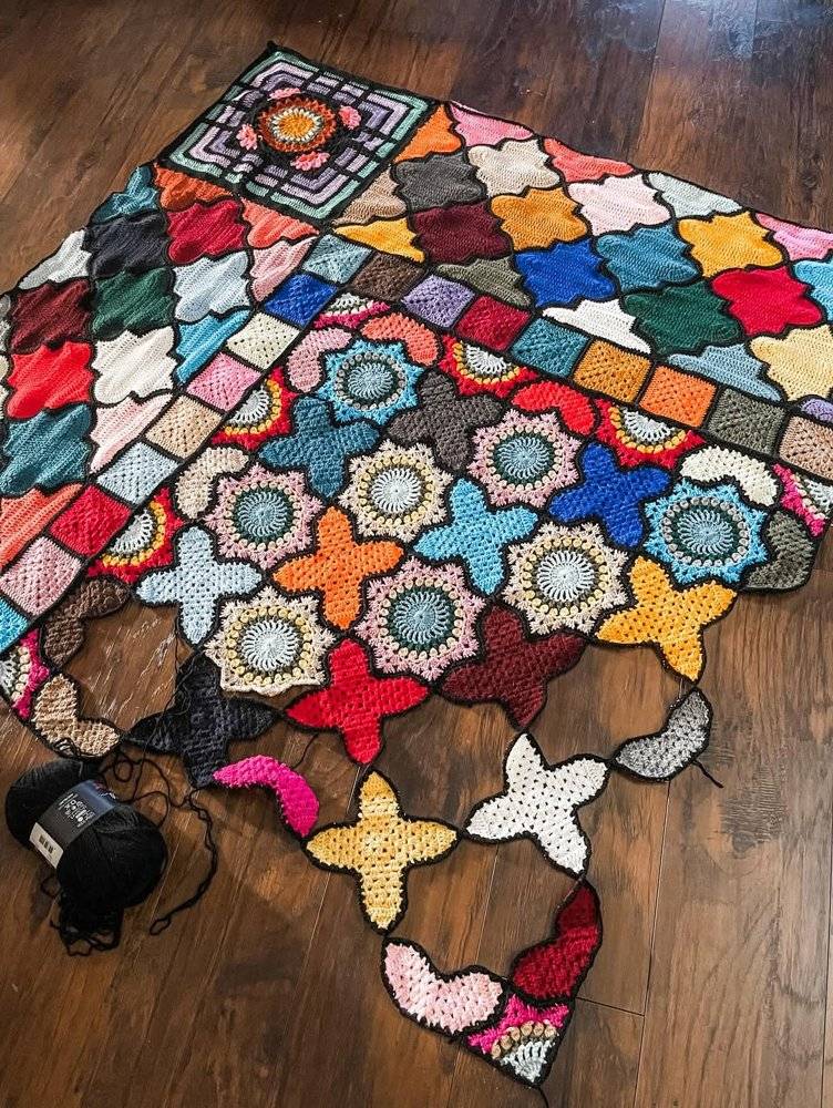 Intricate Geometric Crochet Blanket Panels