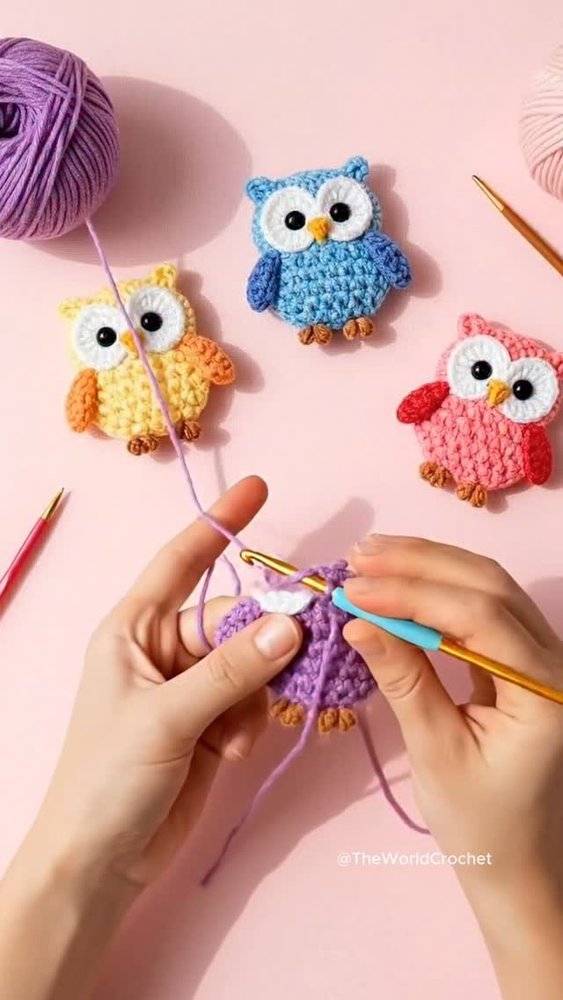 Mini Crochet Owl Appliqués Project
