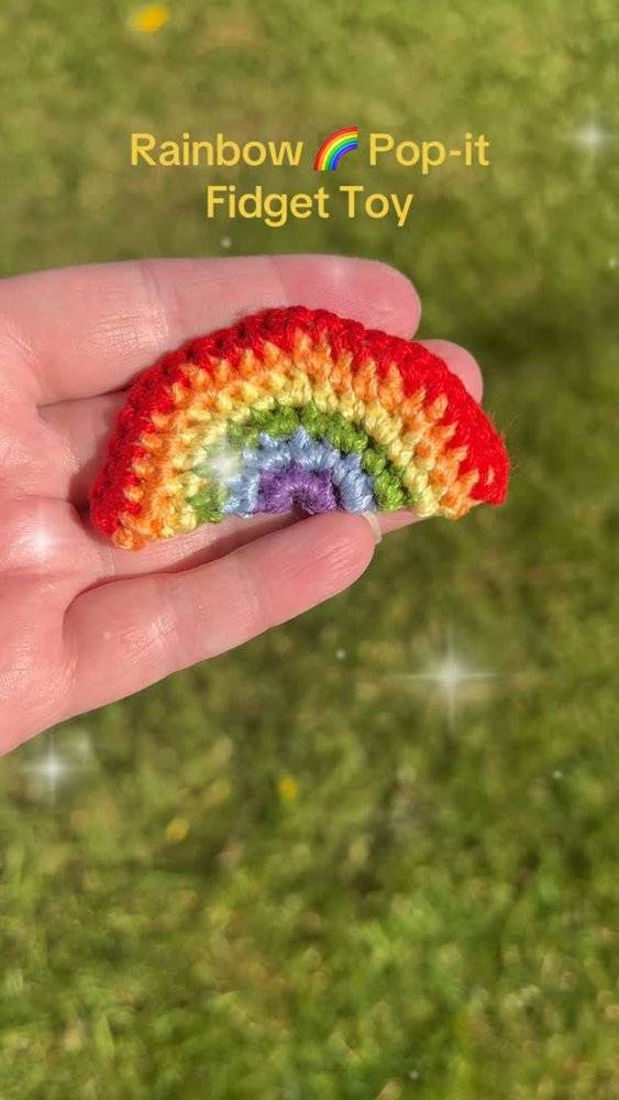 Mini Crochet Rainbow Pop-It Fidget Toy