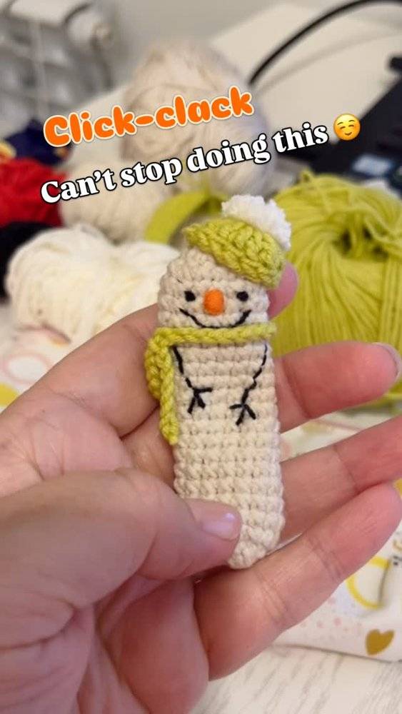 Mini Crochet Snowman Fidget Charm