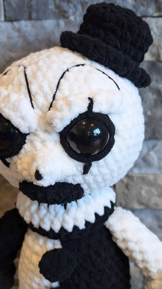 Monochromatic Crochet Clown Doll
