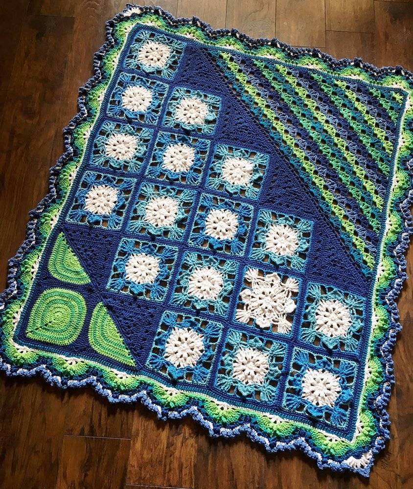 Mosaic-Style Granny Square Crochet Blanket
