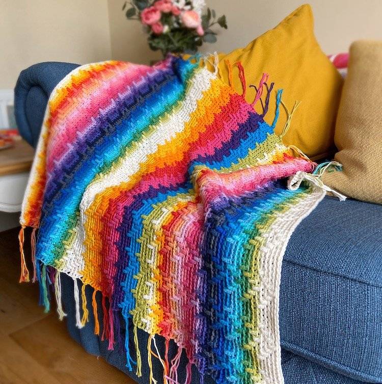 Mosaic Crochet Blanket with Vivid Colorwork