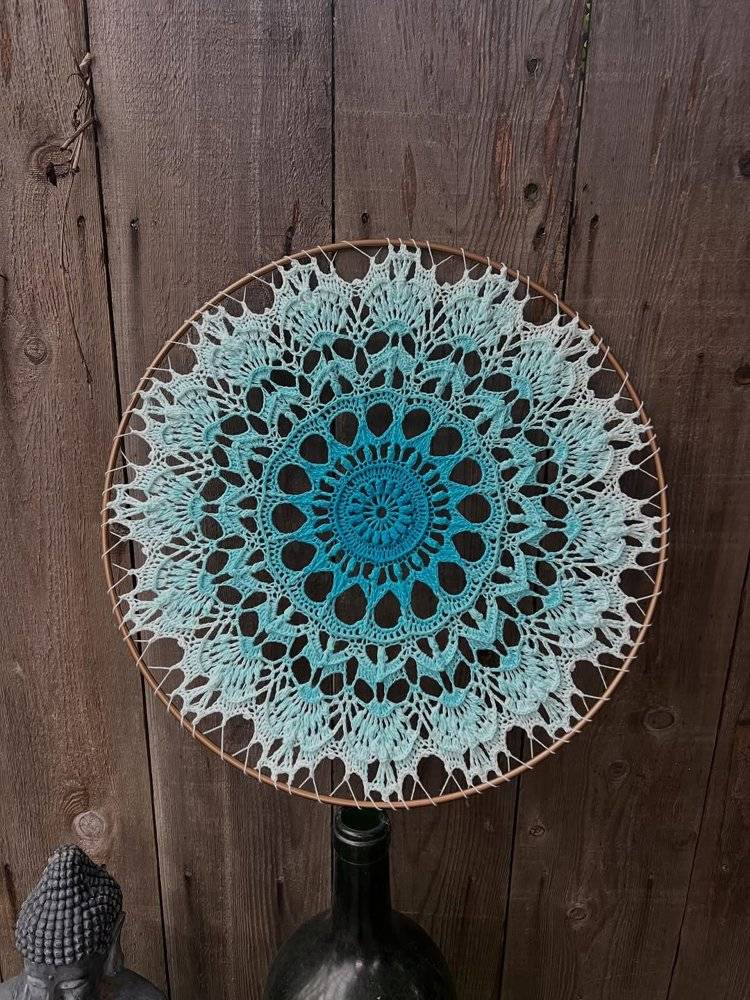 Ombre Blue Crochet Mandala Wall Hanging