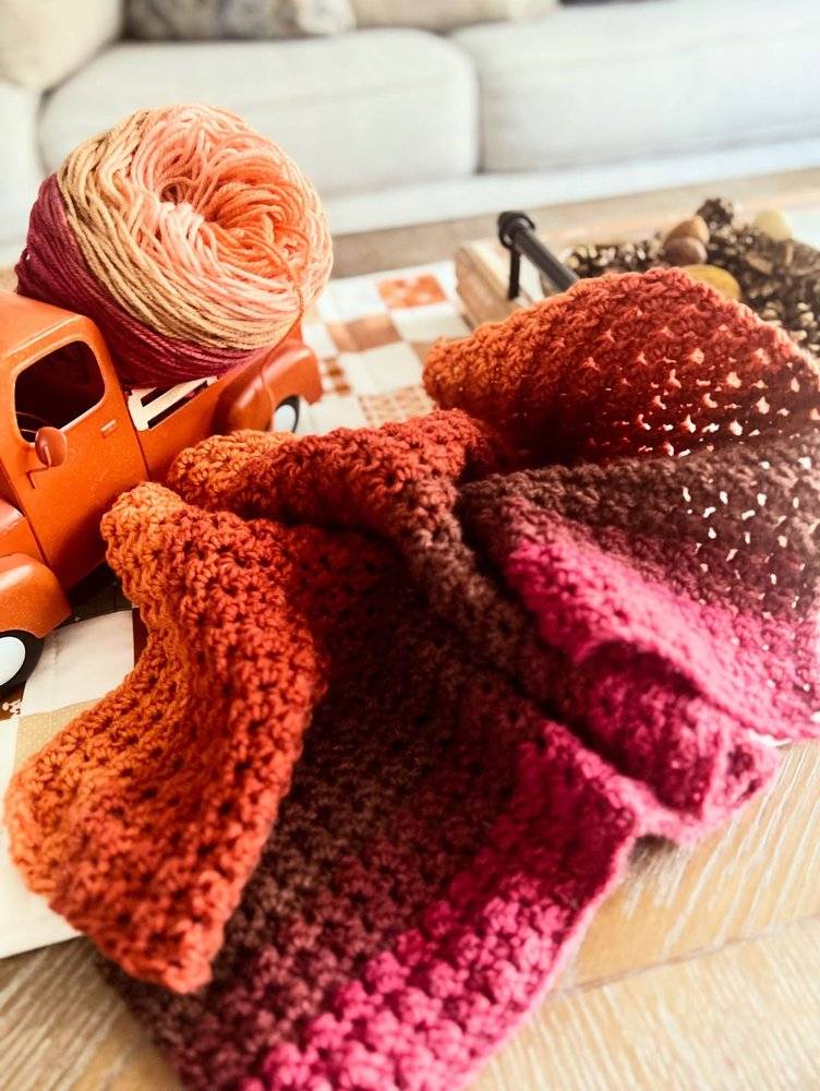 Ombre Crochet Blanket with Textured Stitch