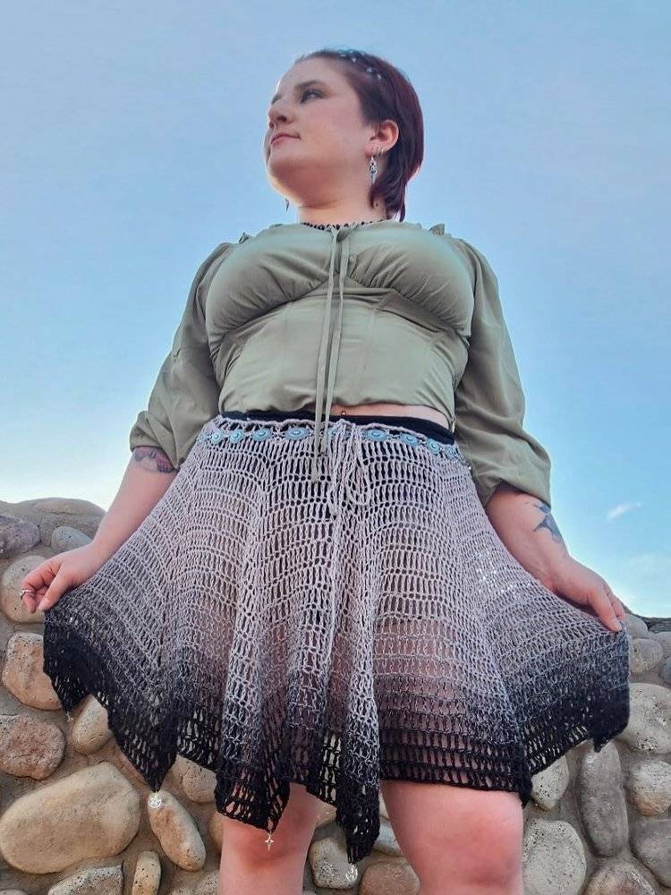 Ombre Crochet Flare Skirt