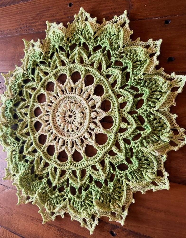 Ombre Green Crochet Mandala Doily