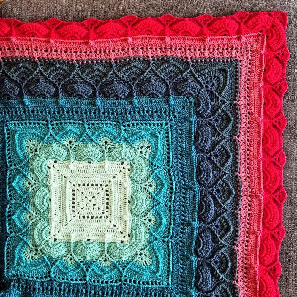 Ombre Mandala Square Crochet Blanket