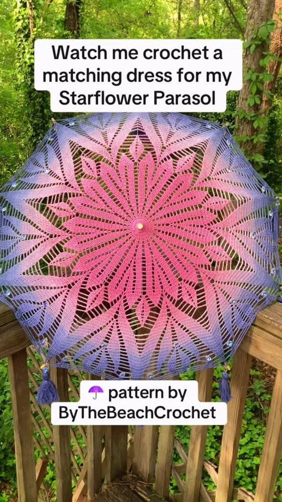Ombre Starburst Crochet Umbrella Cover