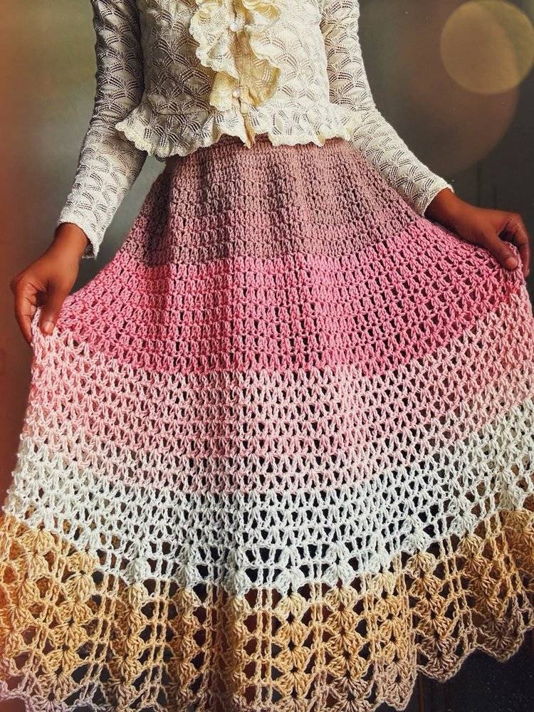 Ombre Striped Crochet Maxi Skirt Pattern