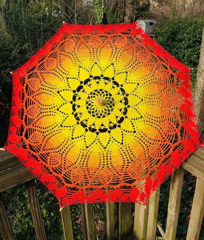 22 Crochet Umbrella Patterns Ombre Sunflower Crochet Umbrella Project