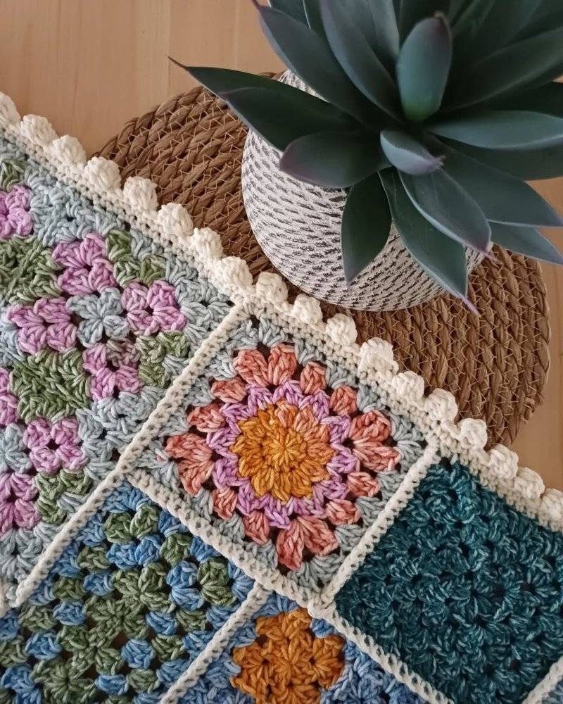 Pastel Crochet Granny Square Blanket