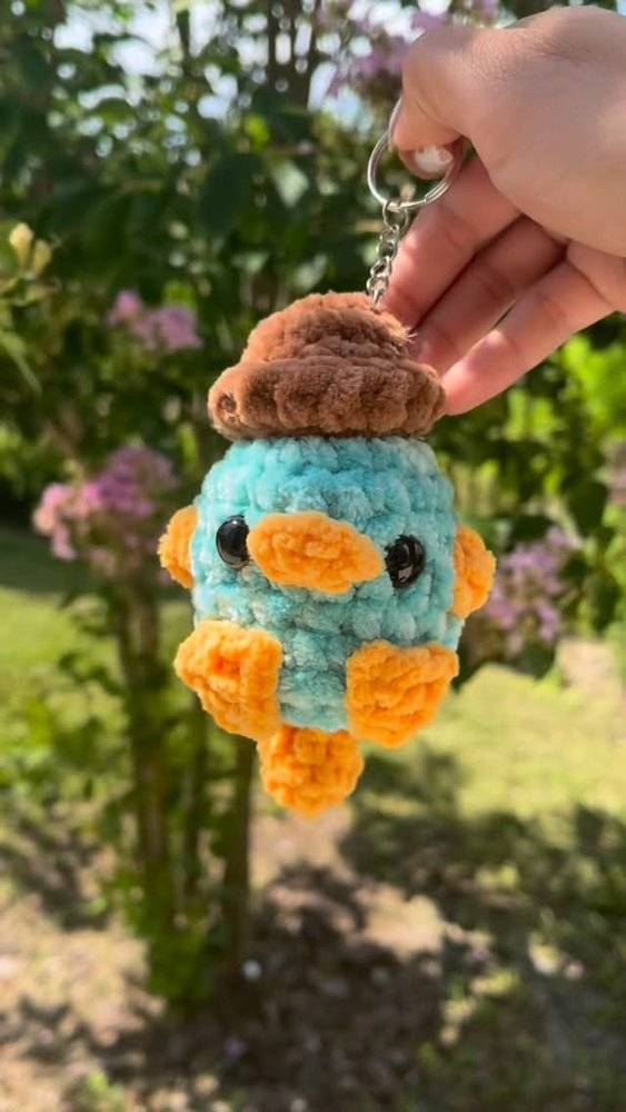 Perry the Platypus Crochet Keychain Charm