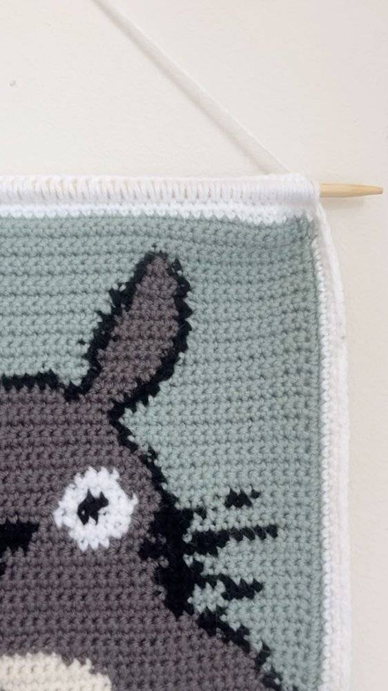 Pixel Totoro Crochet Wall Hanging