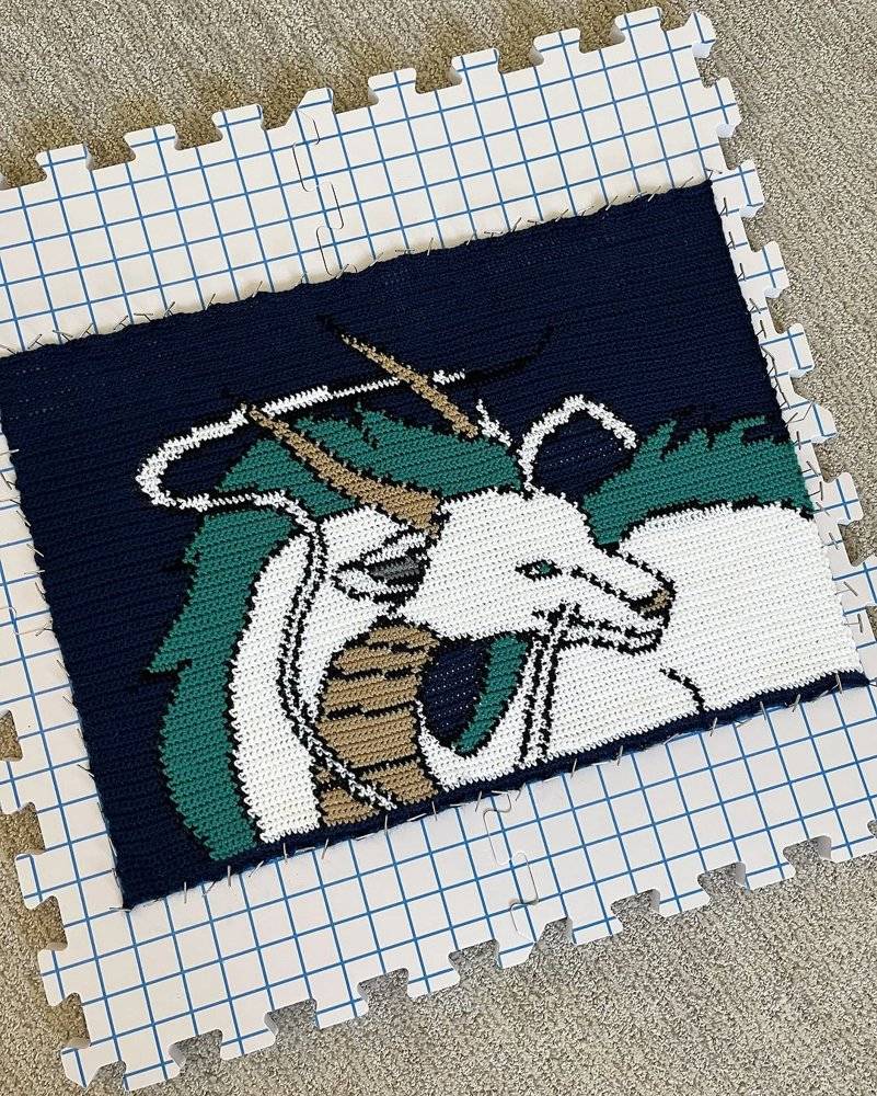 Pixelated Totoro Crochet Tapestry
